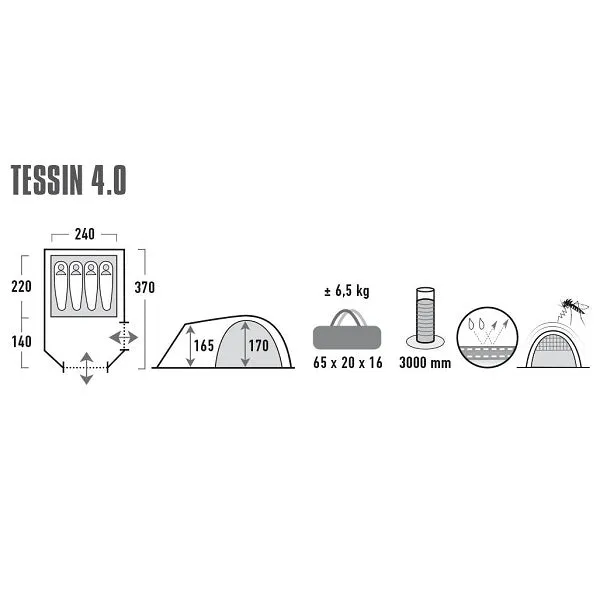 德國4人防水豪華隧道營 Tessin 4.0 Nimbus Grey