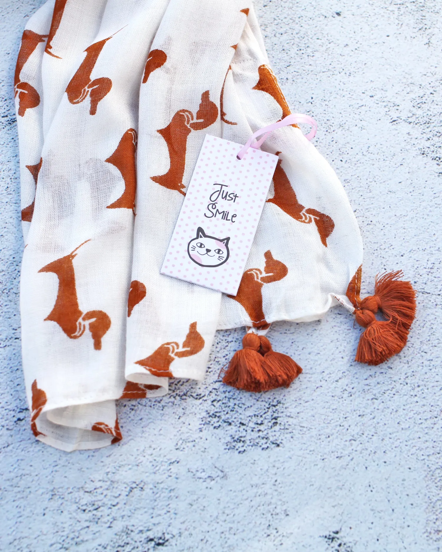 Bella Dachshund Dog Print Fashion Scarf with Tassels (6 Colors)