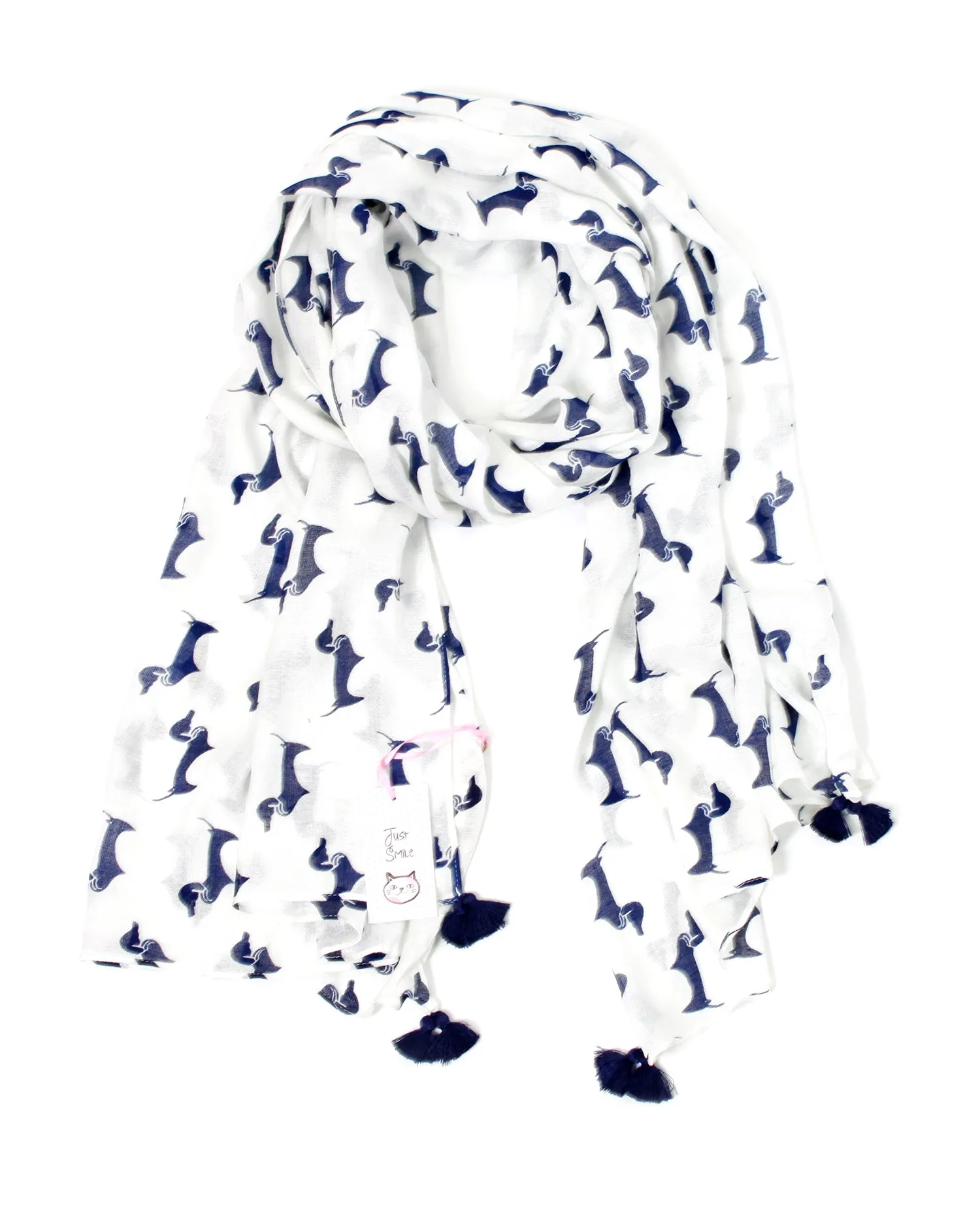 Bella Dachshund Dog Print Fashion Scarf with Tassels (6 Colors)