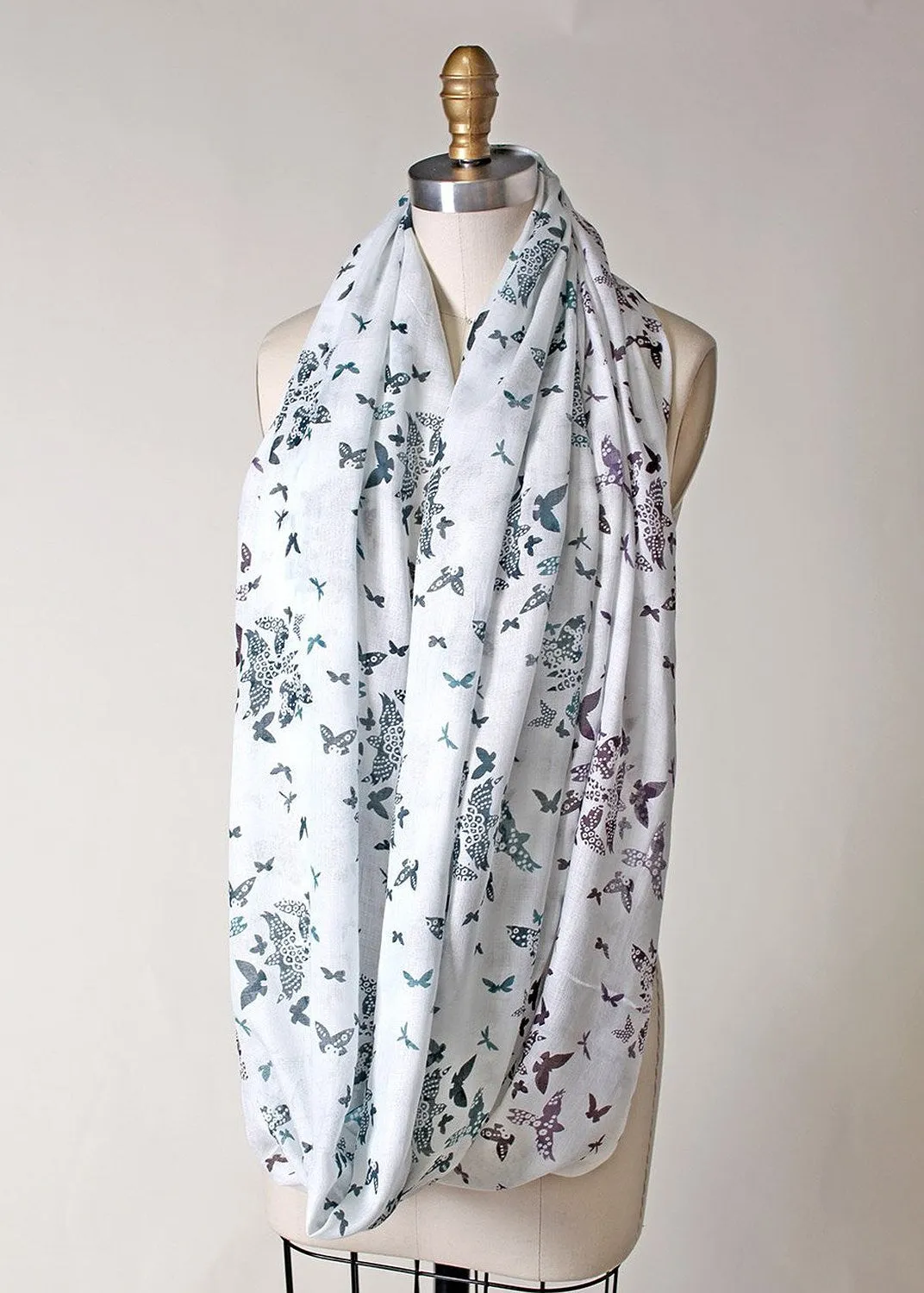 Birds and Butterfly Infinity Scarf