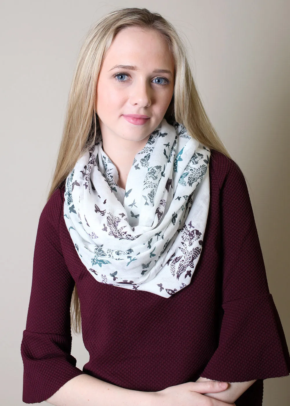 Birds and Butterfly Infinity Scarf