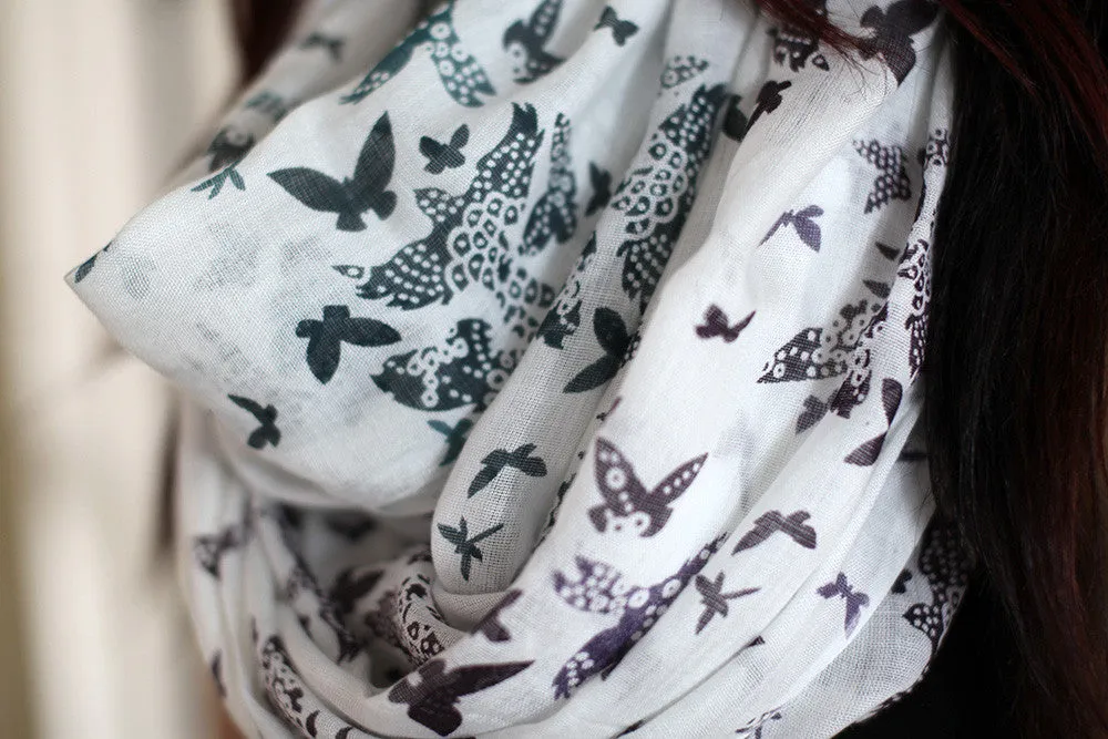 Birds and Butterfly Infinity Scarf