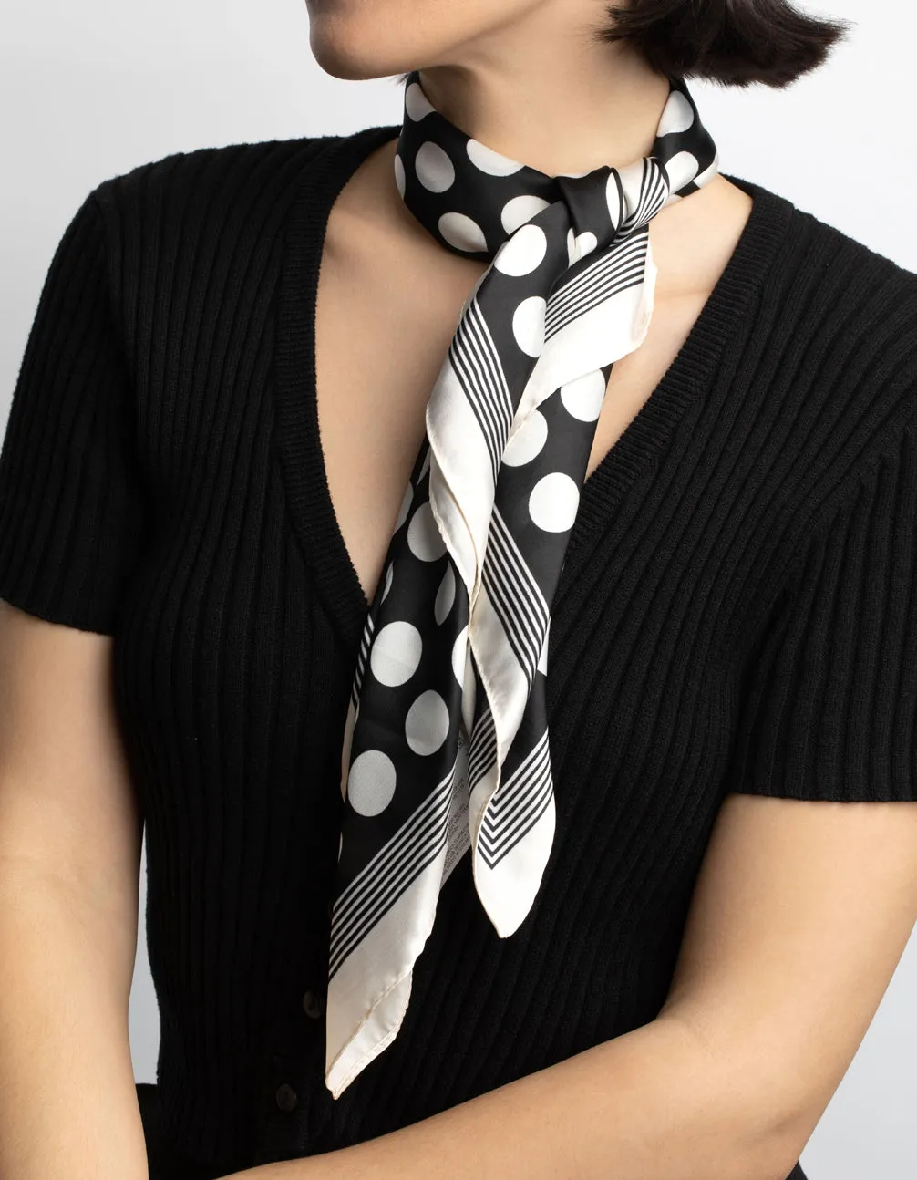 Black & White Polka Dot Bandana Hair Scarf