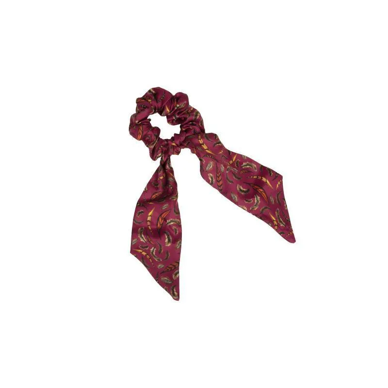 Clare Haggas Birds of a Feather Silk Hair Scrunchie - Mulberry