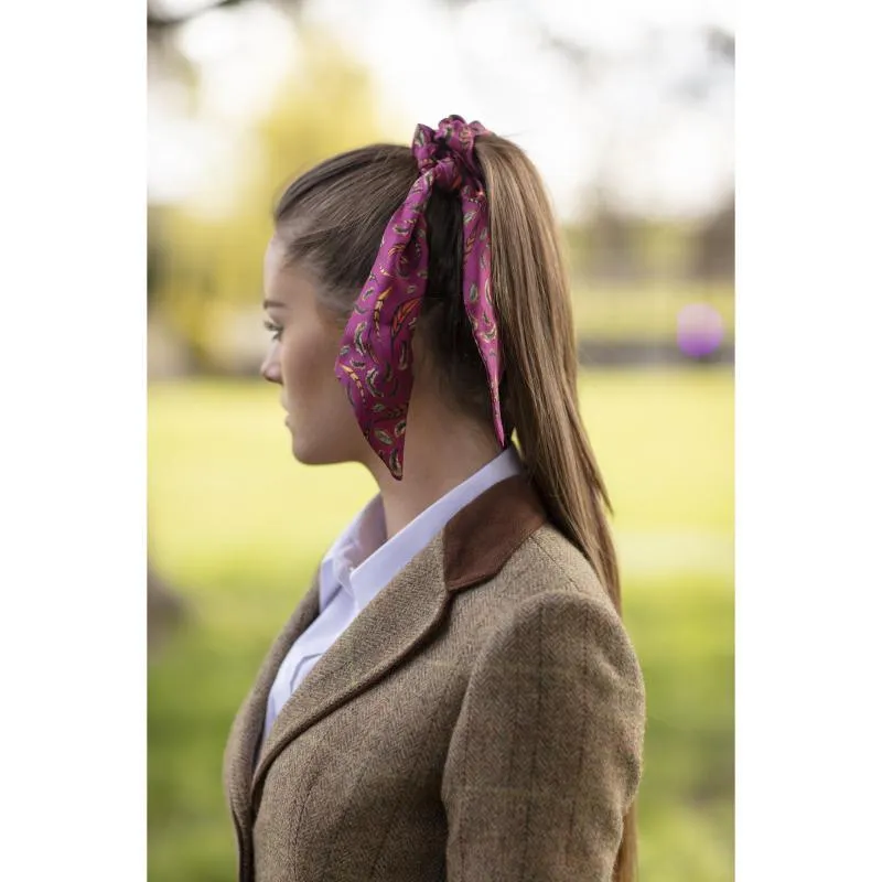 Clare Haggas Birds of a Feather Silk Hair Scrunchie - Mulberry