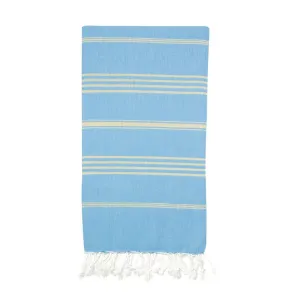 Classic Turkish Towel, Golden Turquoise Blue