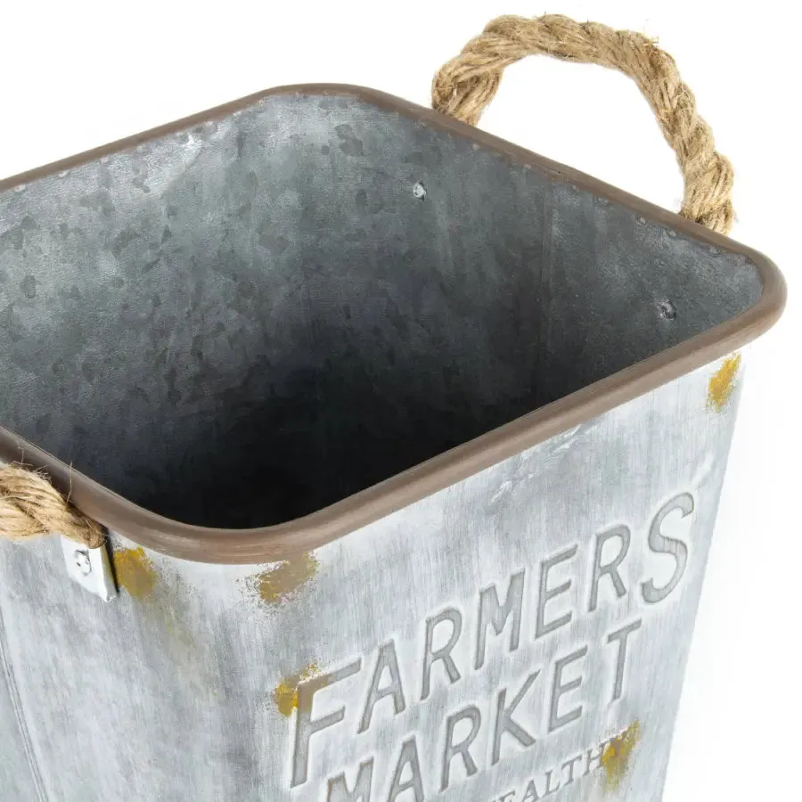 Farmers Market Galvanised Square Planter