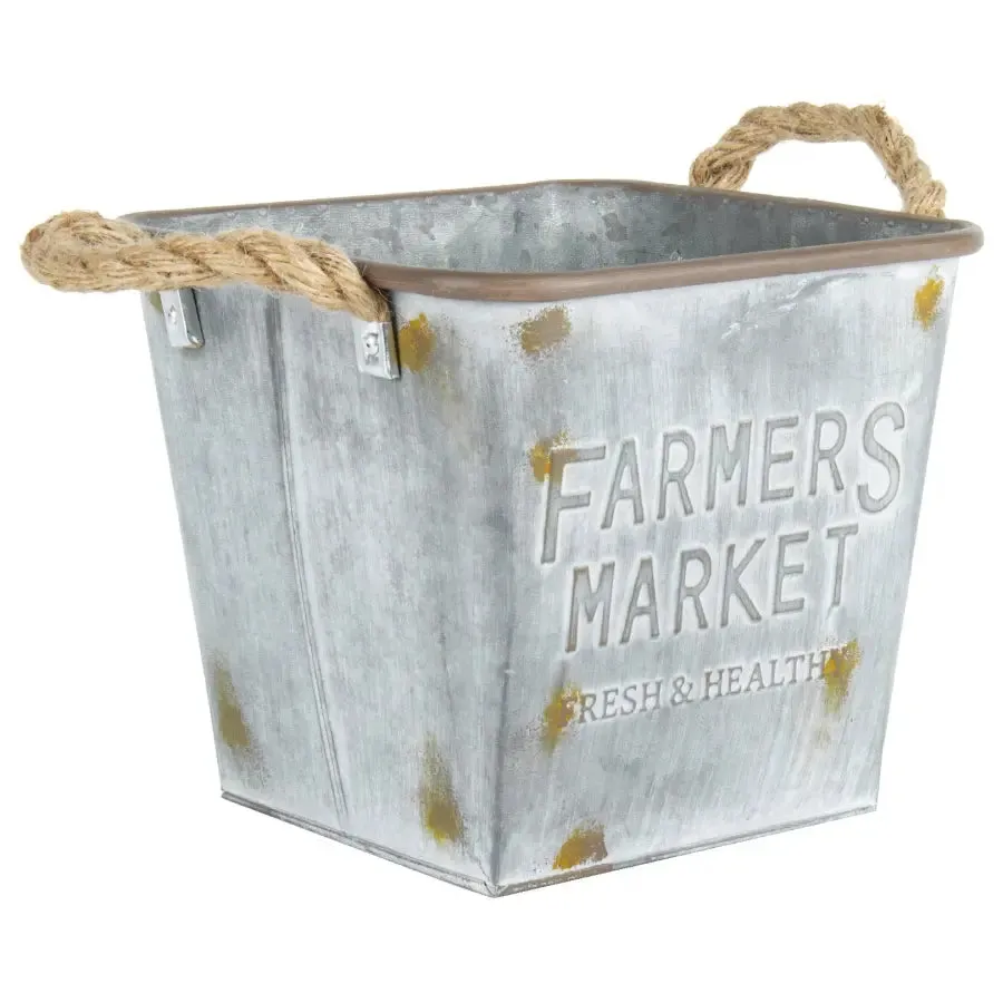 Farmers Market Galvanised Square Planter