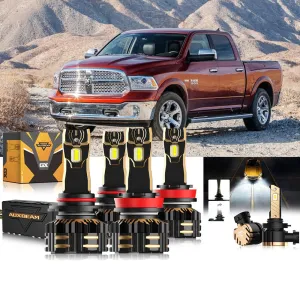 For 2013 Ram 1500 (Without Projector-Type Headlamps) 9005 H11 LED Headlight Bulbs Bundle