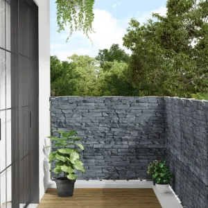 Garden Privacy Screen Ledge Stone Look Grey 400x120 cm PVC