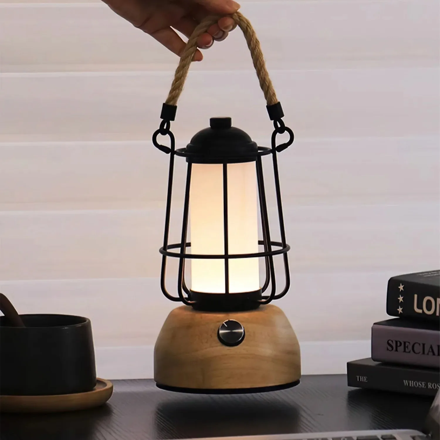 Hemp Rope Lantern Outdoor Table Lamp