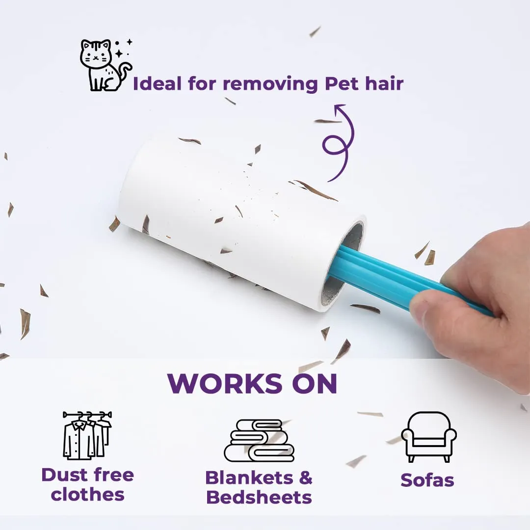 Homestic Lint Remover | Super Sticky Lint Roller | Easy | Lint Roller for Clothes | Lint Roller for Pet Hair | 60 Sheets (Pack of 4 Replacement Rolls)