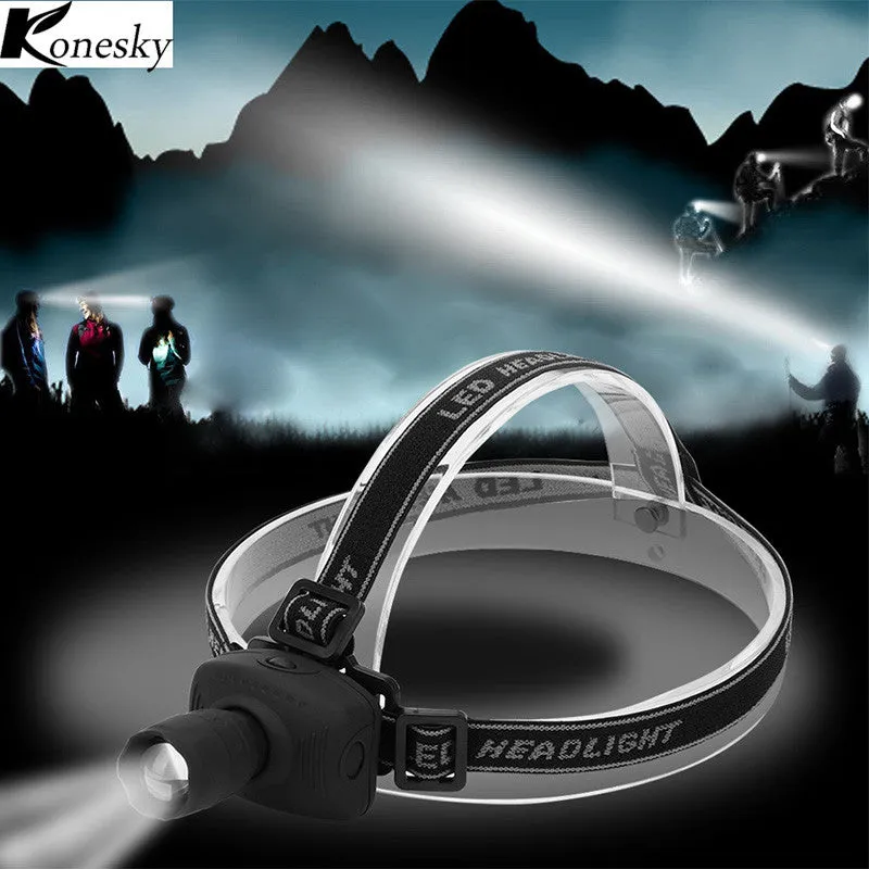 Konesky LED Headlamp White Headlight Camping Fishing Hiking Hunting Riding Head light Cabeza Fog Lamp Flashlight