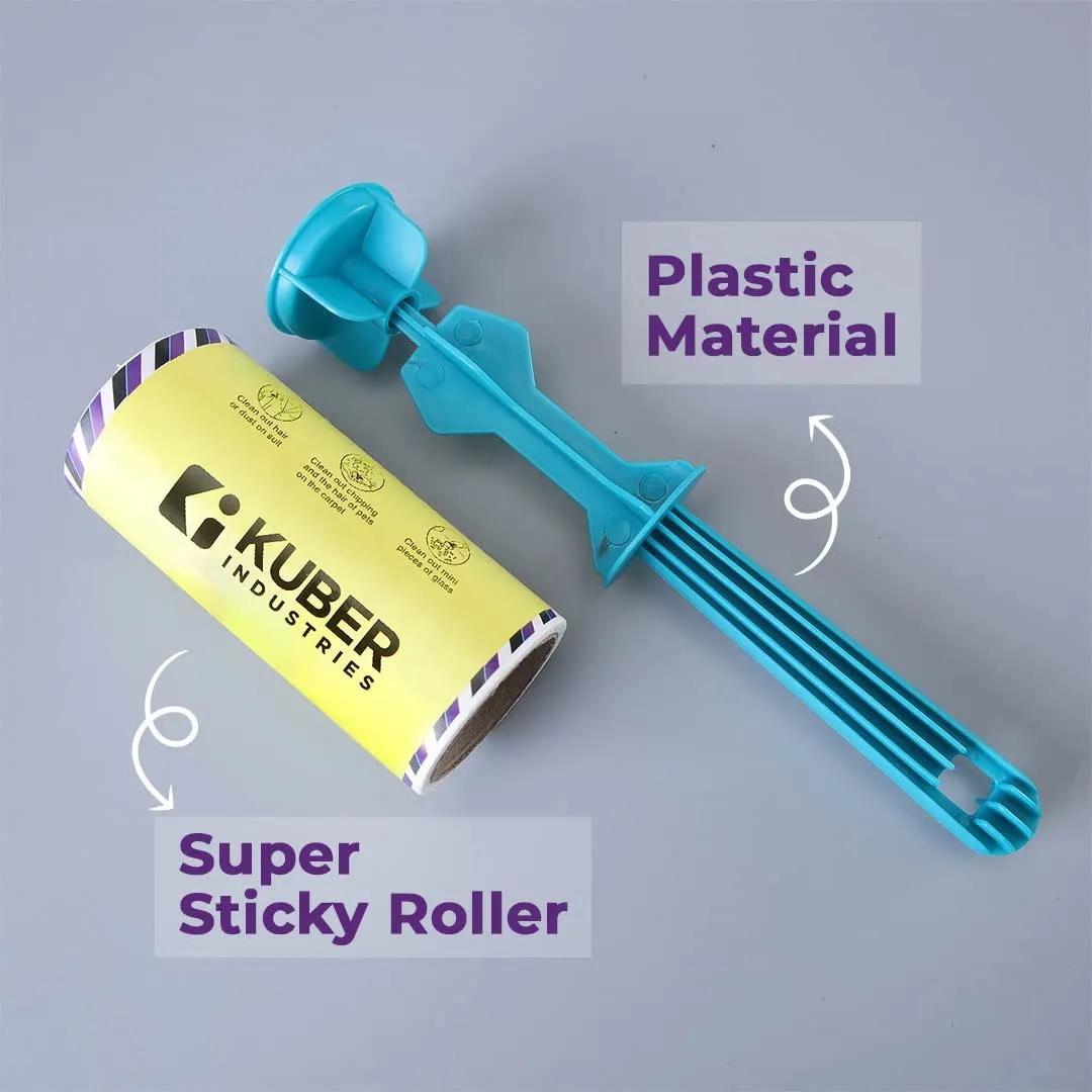 Kuber Industries Lint Remover | Super Sticky Lint Roller | Easy | Lint Roller for Clothes | Lint Roller for Pet Hair | 60 Sheets (1 Roller   1 Replacement Roll) (Pack of 2)