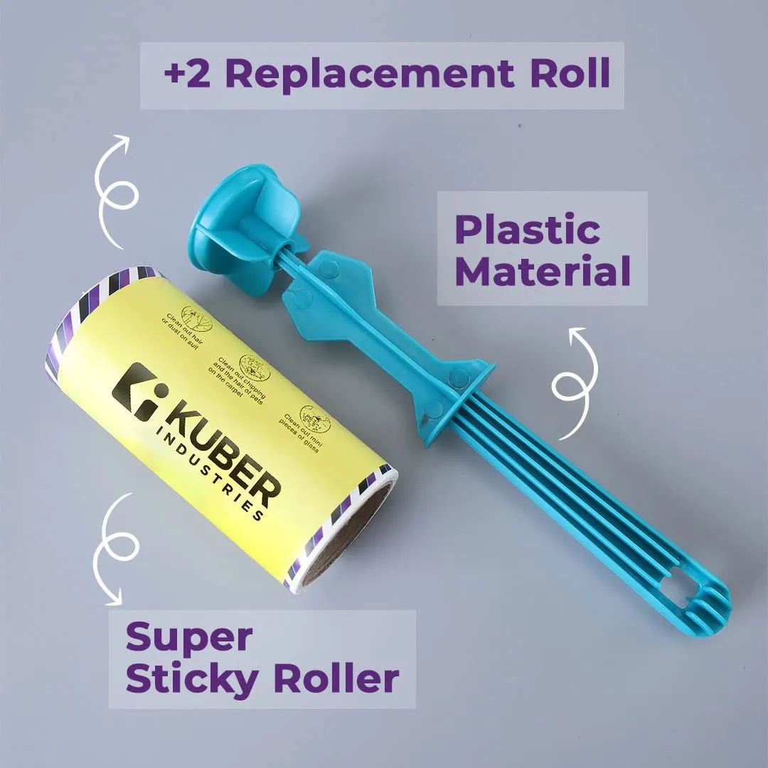 Kuber Industries Lint Remover | Super Sticky Lint Roller | Easy | Lint Roller for Clothes | Lint roller for Pet Hair | 60 sheets (2 Roller   4 replacement Rolls)