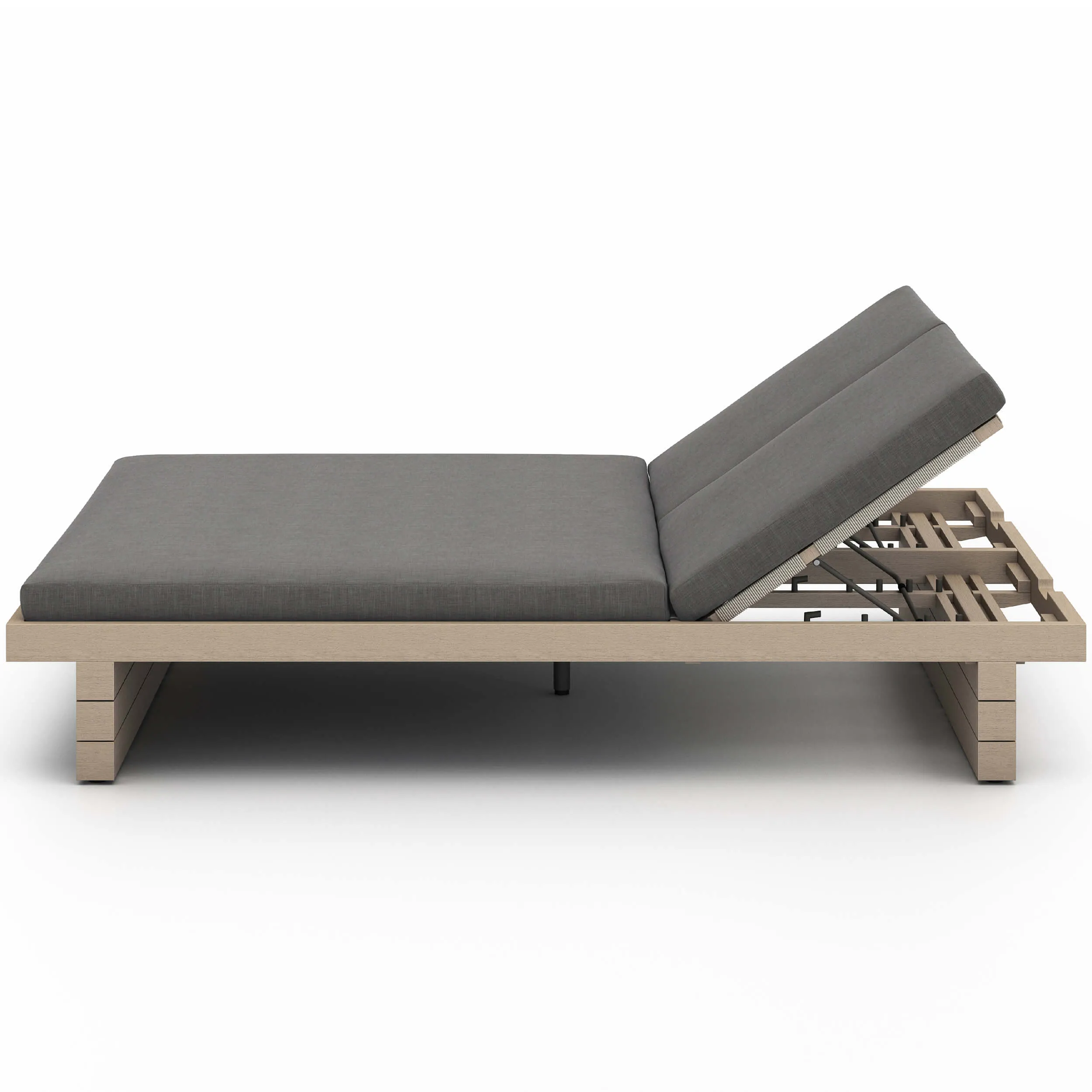 Leroy Outdoor Double Chaise, Charcoal/Washed Brown