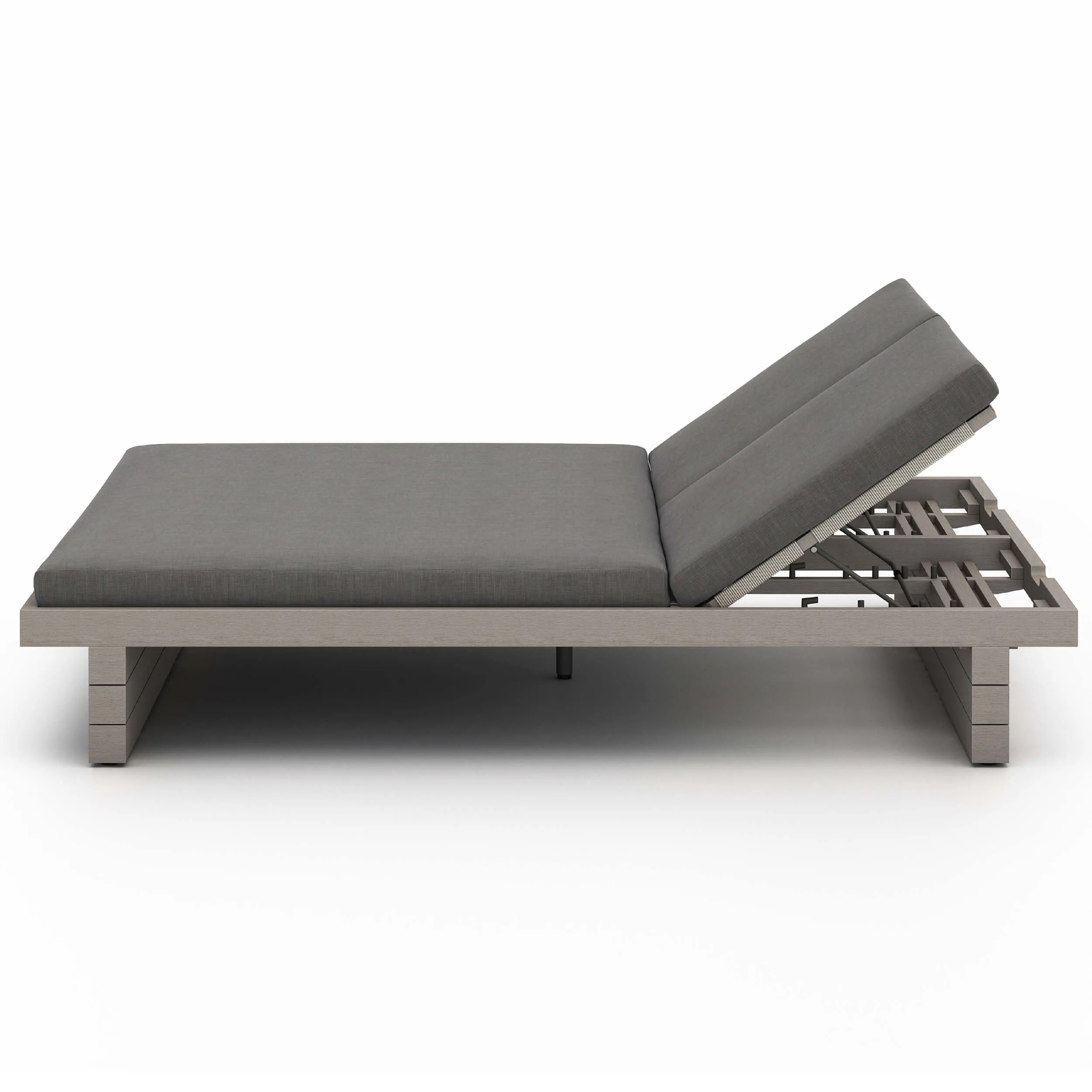 Leroy Outdoor Double Chaise, Charcoal/Weathered Grey