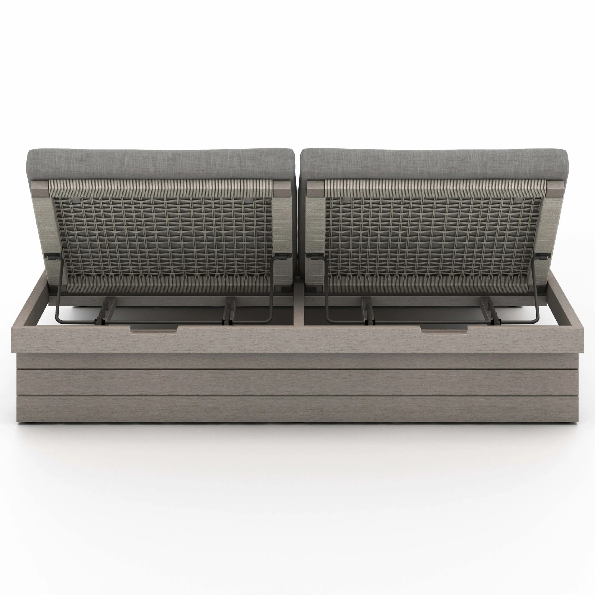 Leroy Outdoor Double Chaise, Charcoal/Weathered Grey