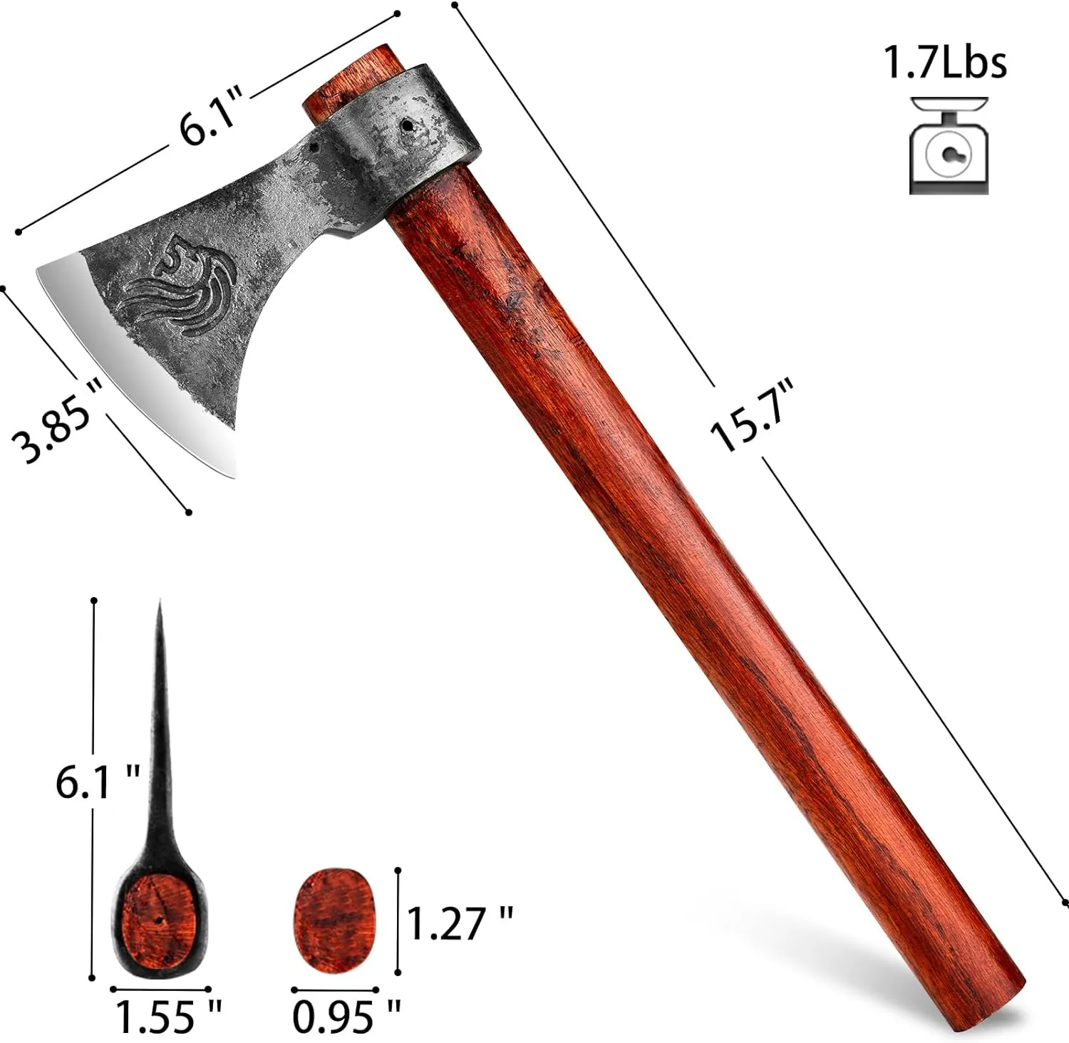 Nedfoss Vikings Throwing Axes, 2 Pack of 16 Inches Throwing Axe Set with 1065 High Carbon Steel & Wooden Handle