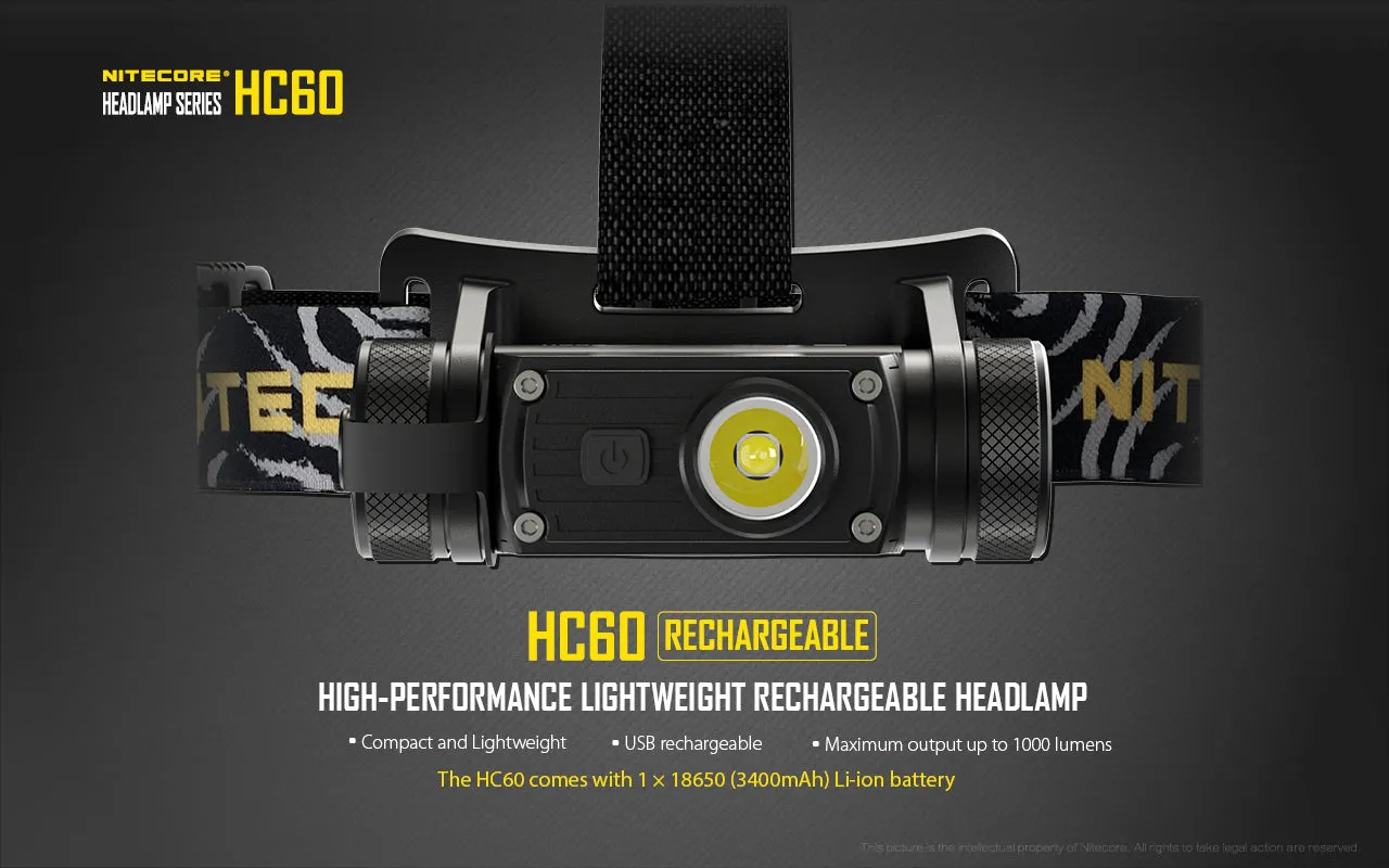 NITECORE 1000 LUMENS LED HEADLAMP (HC60)