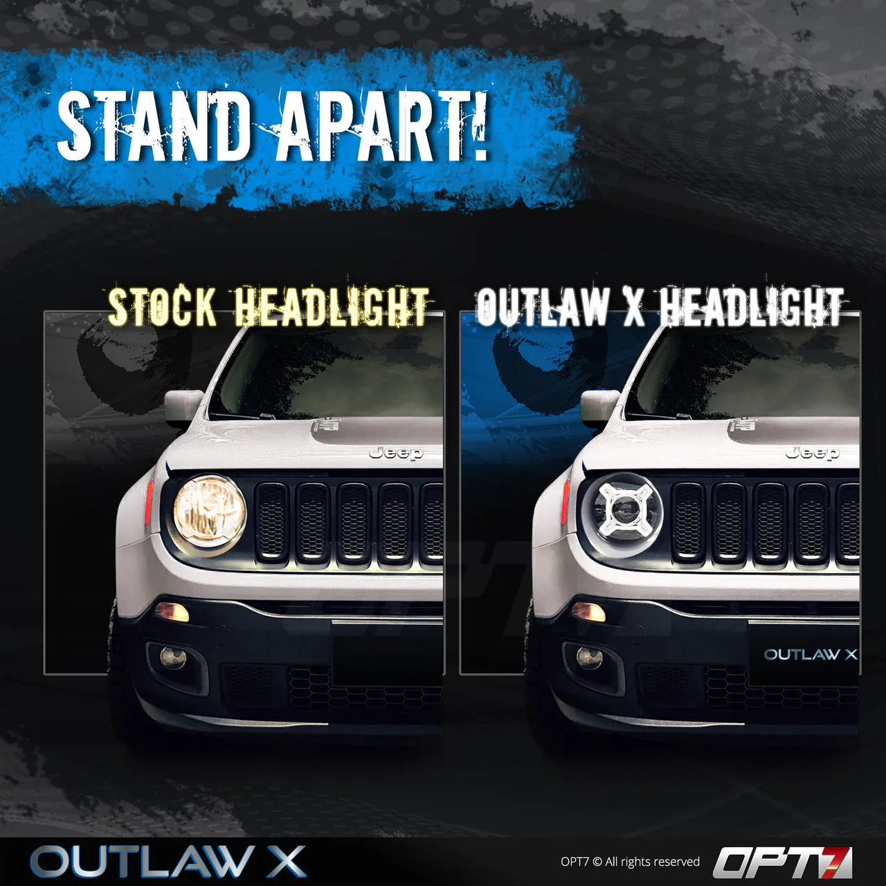 Outlaw X DRL LED Jeep Renegade Projector Headlights