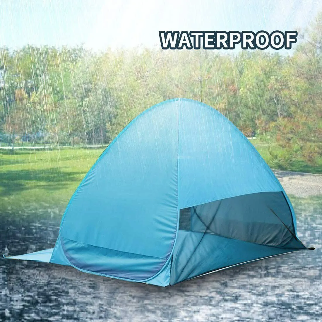 Pop Up Beach Tent For 1-3 Person Rated UPF For UV Sun Protection Waterproof