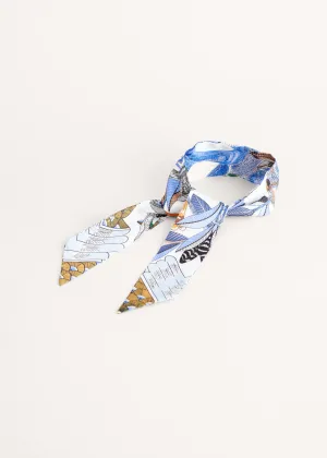 SAFFRON SATIN SCARF - BIRD BLUE