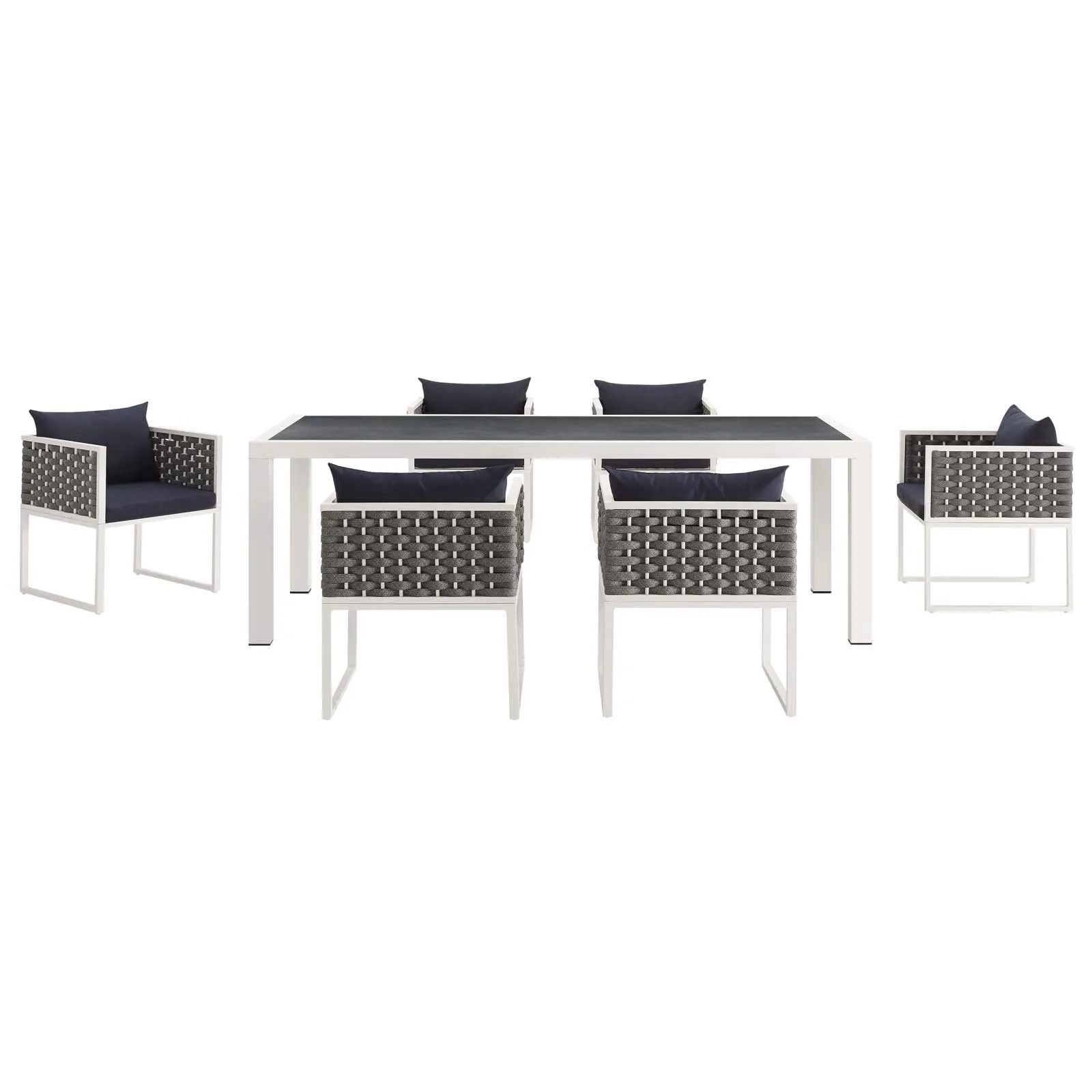 Stance 7 Piece Outdoor Patio Aluminum Dining Set