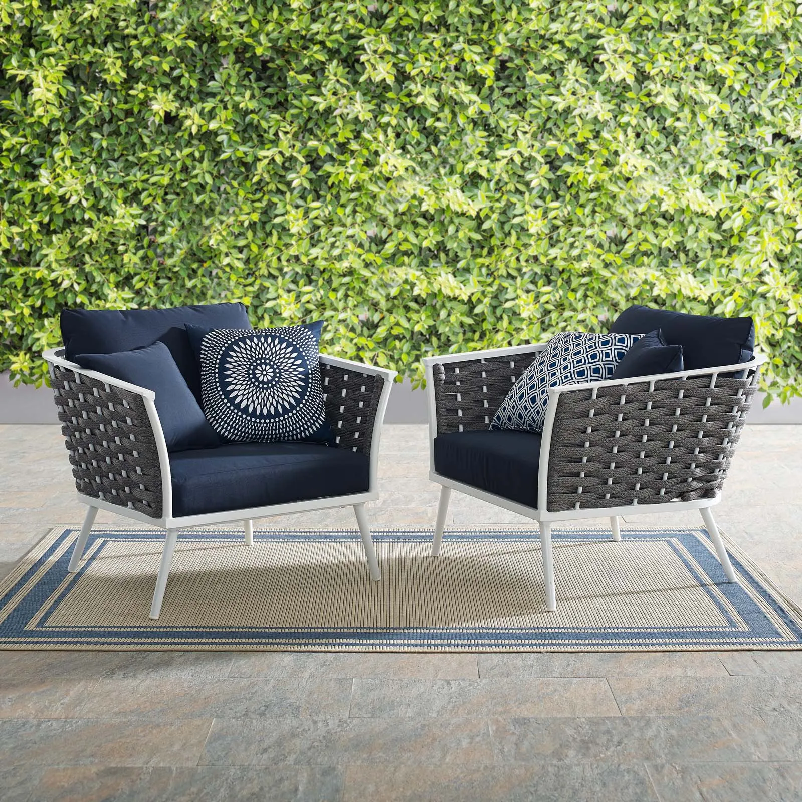 Stance Armchair Outdoor Patio Aluminum Set Of 2