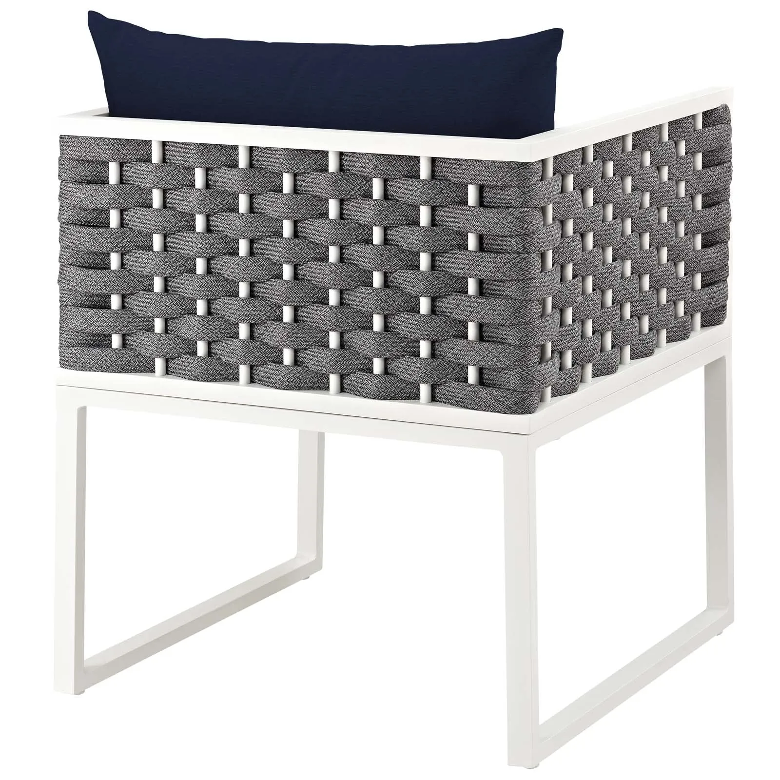 Stance Outdoor Patio Aluminum Dining Armchair In White Gray