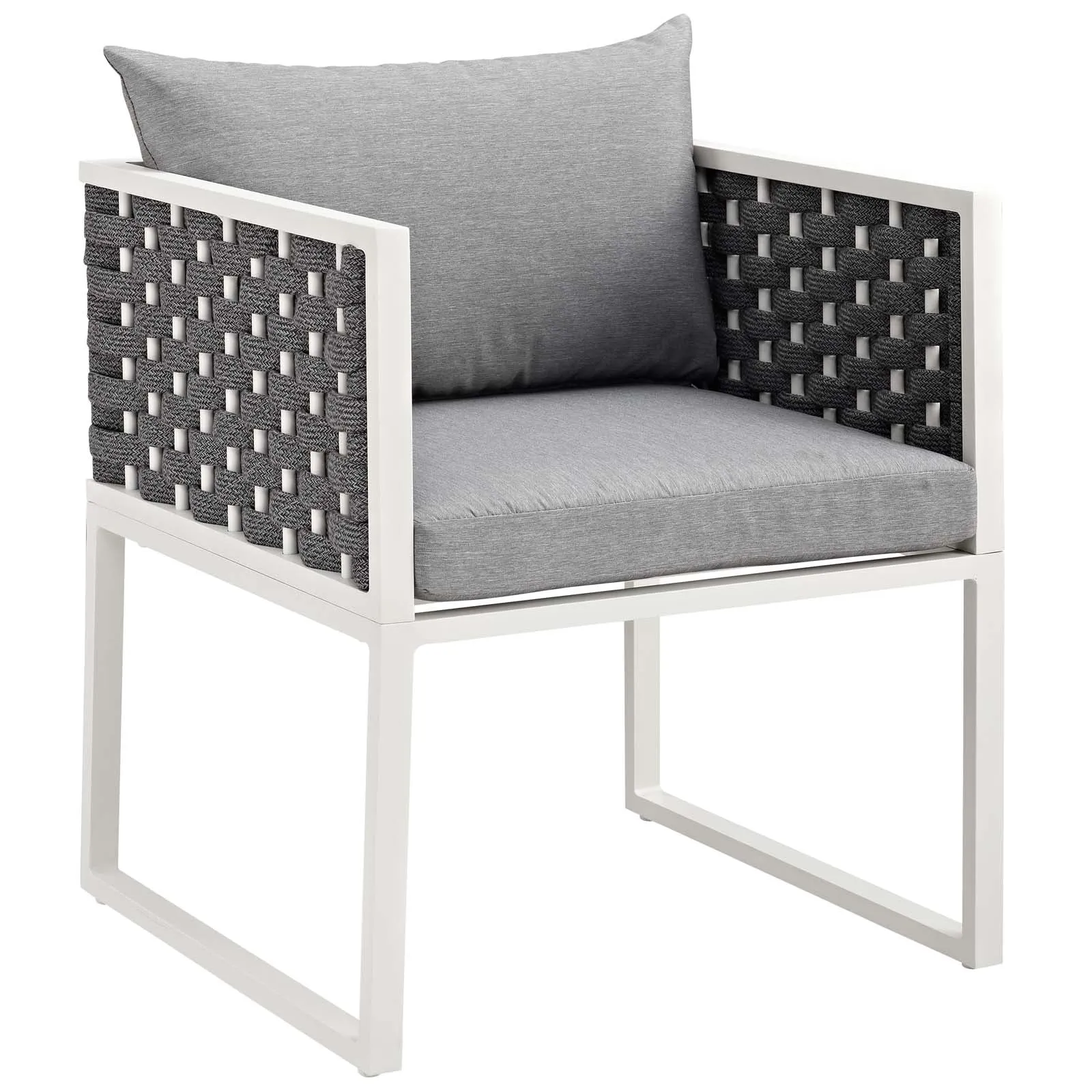 Stance Outdoor Patio Aluminum Dining Armchair In White Gray