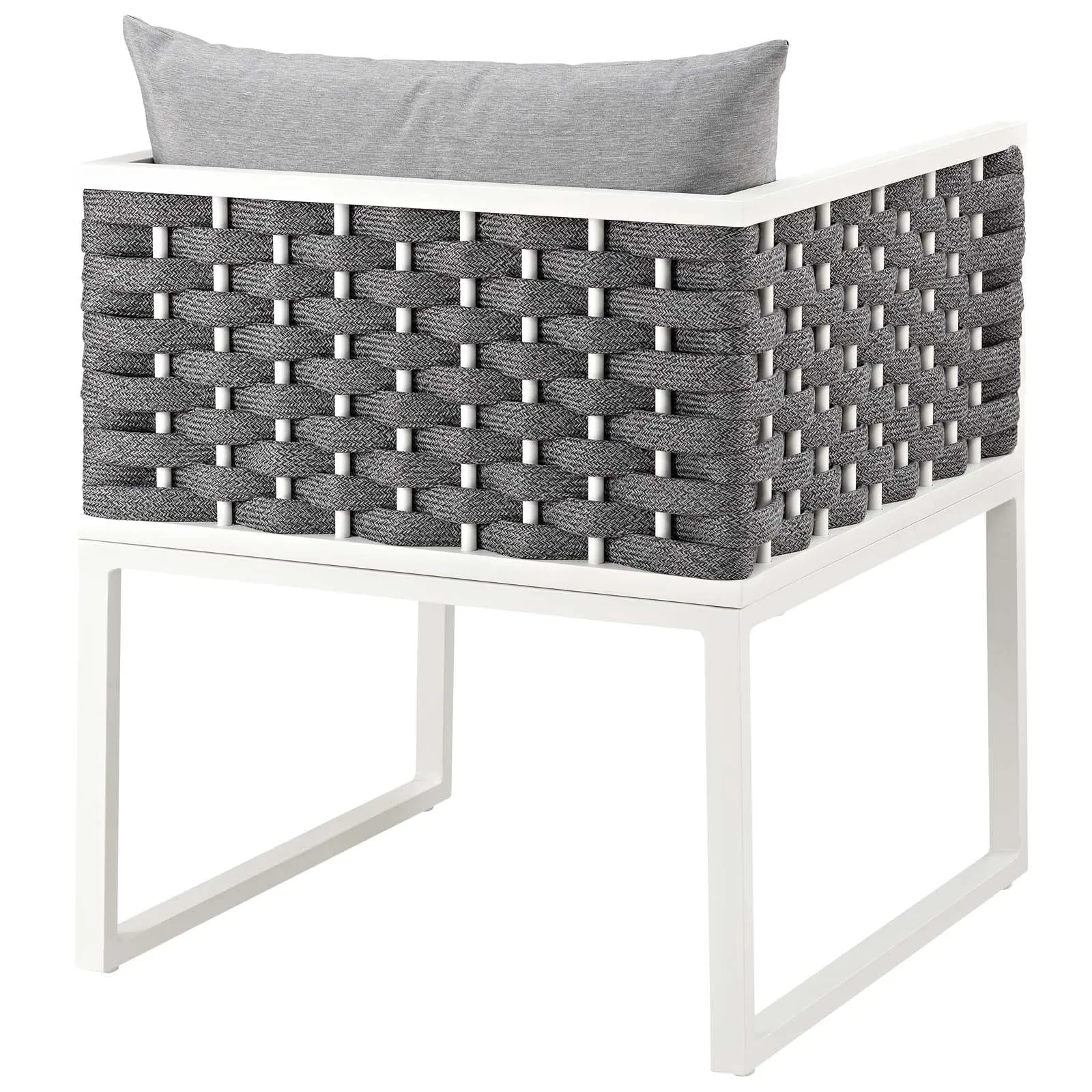 Stance Outdoor Patio Aluminum Dining Armchair In White Gray