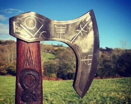 Stunning Hand Carved Viking Axe