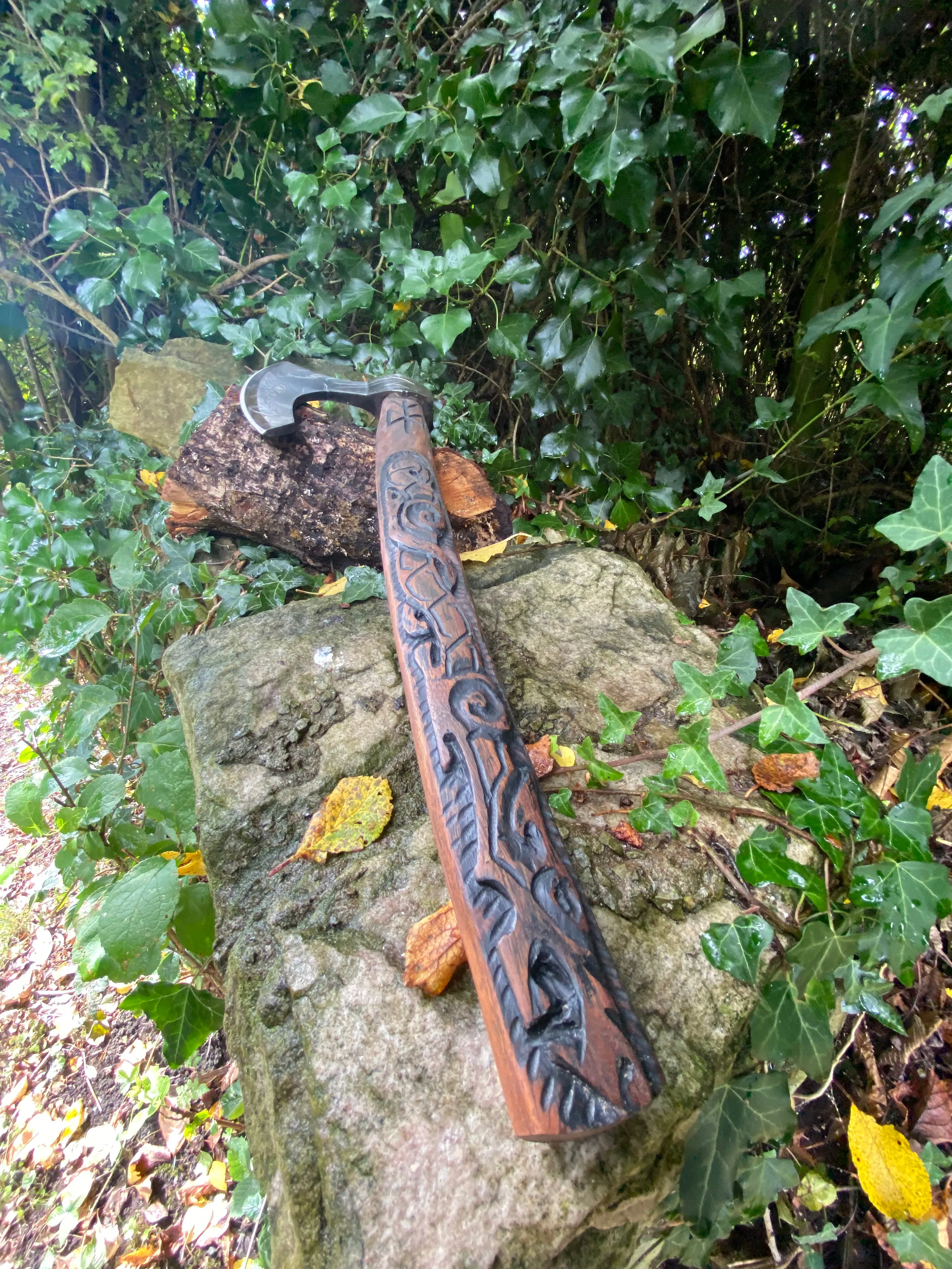 Stunning Hand Carved Viking Axe