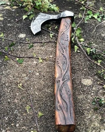 Stunning Hand Carved Viking Axe