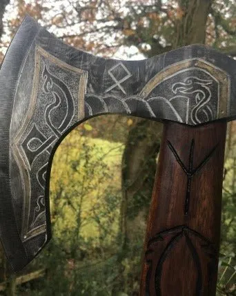 Stunning Hand Carved Viking Axe