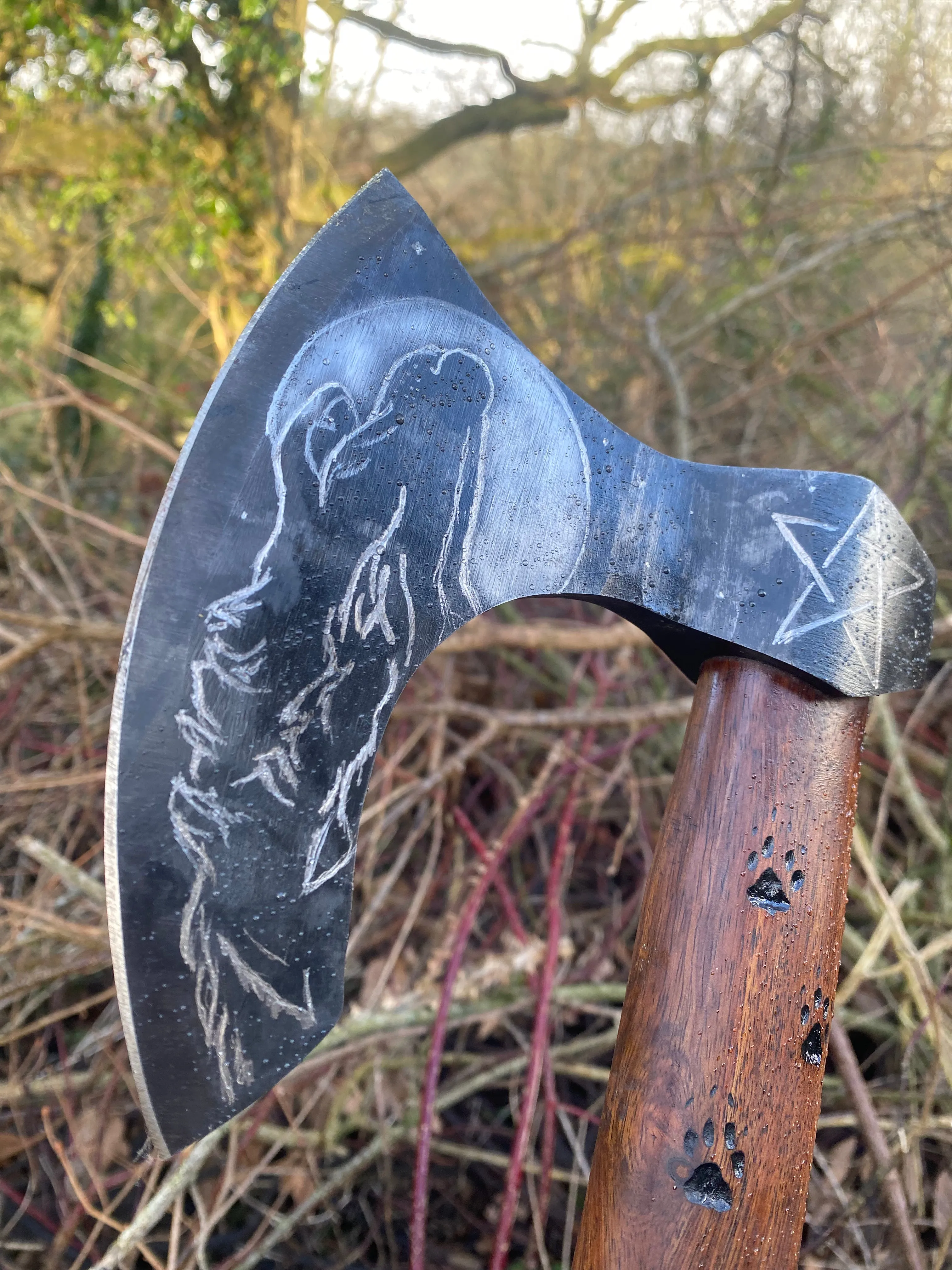 Stunning Hand Carved Viking Axe