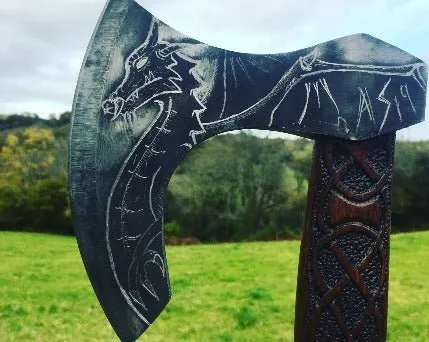 Stunning Hand Carved Viking Axe