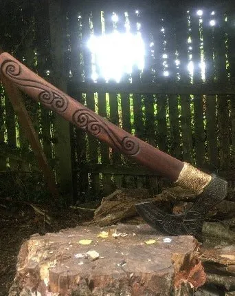 Stunning Hand Carved Viking Axe