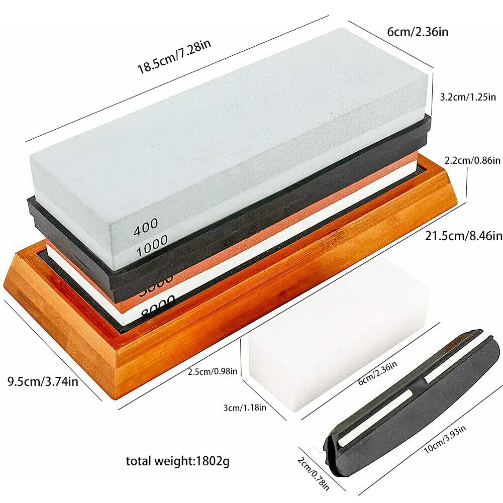 US Knife Sharpening Stone Set 400/1000/6000 3000/8000 Grit Polishing Sharpener