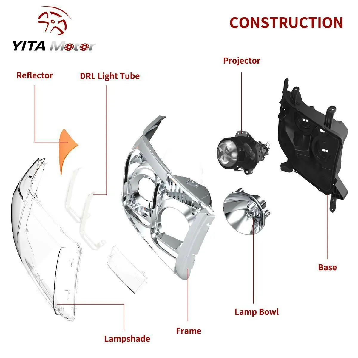 YITAMOTOR® 2007-2013 Toyota Tundra/2008-2017 Sequoia Headlight Assembly Chrome Housing LED Tube Projector Headlamps